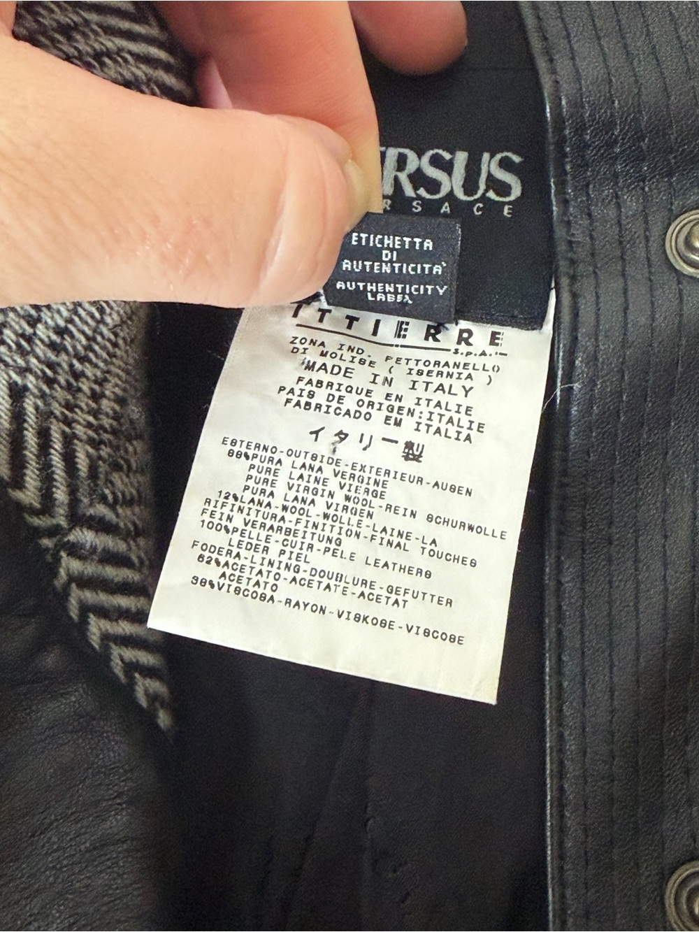 Versus Versace Archival Bondage Leather Trim Herringbone Jacket - vintage 2000s - Picture 7 of 10